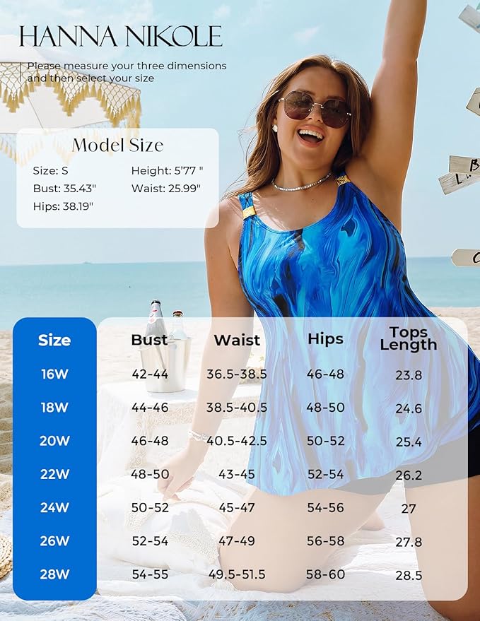 Hanna Nikole Womens Tankini Swimsuits 2 Piece Bathing Suit Flowy Ruffle Tankini Tops with Swim Shorts
