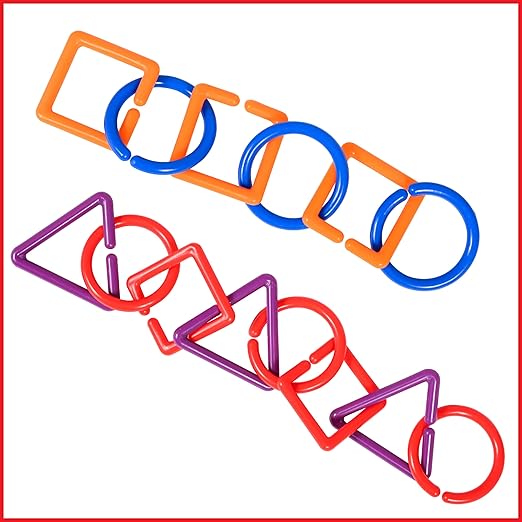 edxeducation Geo Links | Mini Jar | Set of 144 | Linking Shapes | 6 Colors | Practice Shape Recognition, Counting, Sorting and More