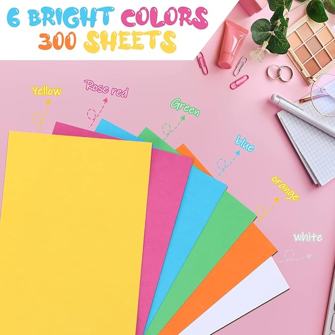 Fainne 300 Pcs 5 x 8 Inches Blank Index Cards 180 Gsm Thick Card Stock Assorted Color Neon Blank Flash Cards Colorful Study Notecards for Organizing(Vivid Colors)