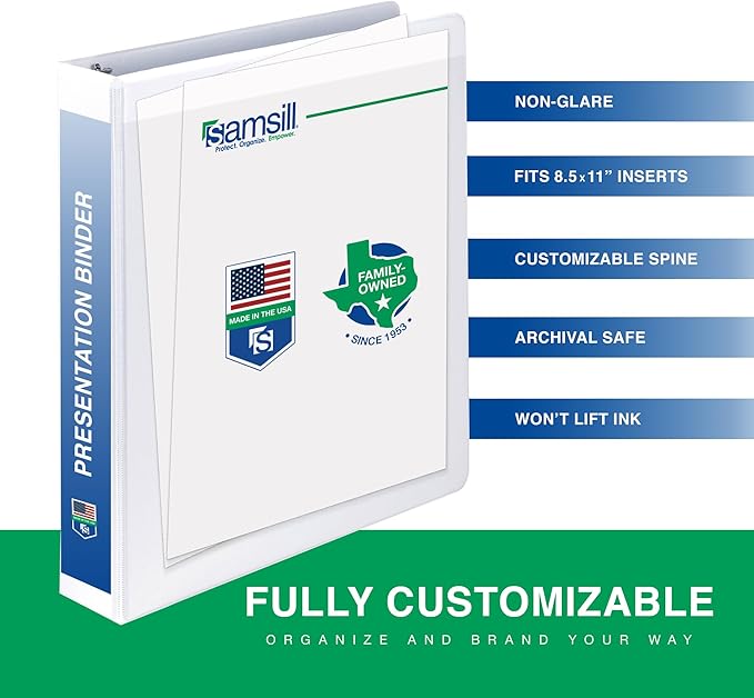 Samsill 3 Inch 3 Ring Binders, Economy Round Ring, Clear View Cover, 550 Sheet Capacity - for School, Home, Office - White, 4 Pack