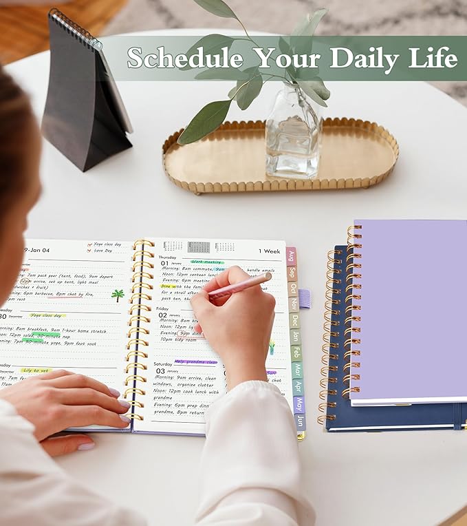 Academic Planner 2026-2027, Hardcover Weekly and Monthly Calendar Planner from July 2026 - June 2027, Daily Agenda Planners with Tabs, College School Organizer for Student Teacher, A5 (6.1" x 8.2"), Purple