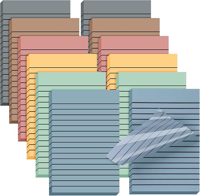 Yinder 6 Pack Pastel Transparent Sticky Notes Translucent Clear Lined Self Stick Note, Back to School Gifts for Bible Tabs, Book Tabs, School Supplies Office, 30 Sheets/Pack, 4 x 6'' (Retro Color)