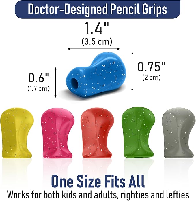 The Pencil Grip Glitter Pencil Grippers 6 Pcs, Pencil Grips for Kids Handwriting, Ergonomic Pen Grip for Righties & Lefties, Pencil Holder for Kids, Toddlers, Adults, Writing Tool with Finger Cushion