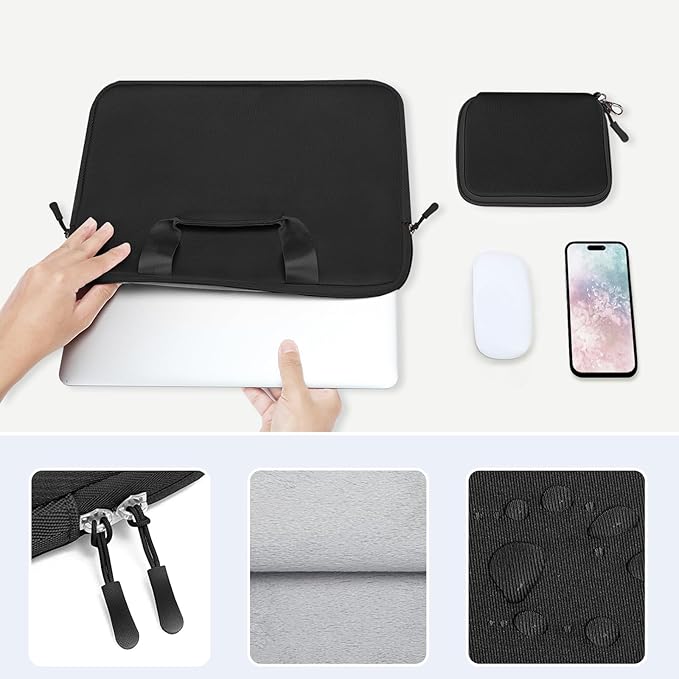 MOSISO Laptop Case 13 inch, Laptop Sleeve Bag Compatible with MacBook Neo 13 / Air M5 M4 M3 M2 M1 2026-2018 / Pro M2 M1, Neoprene Carrying Computer Bag with Handle&Detachable Small Case, Black