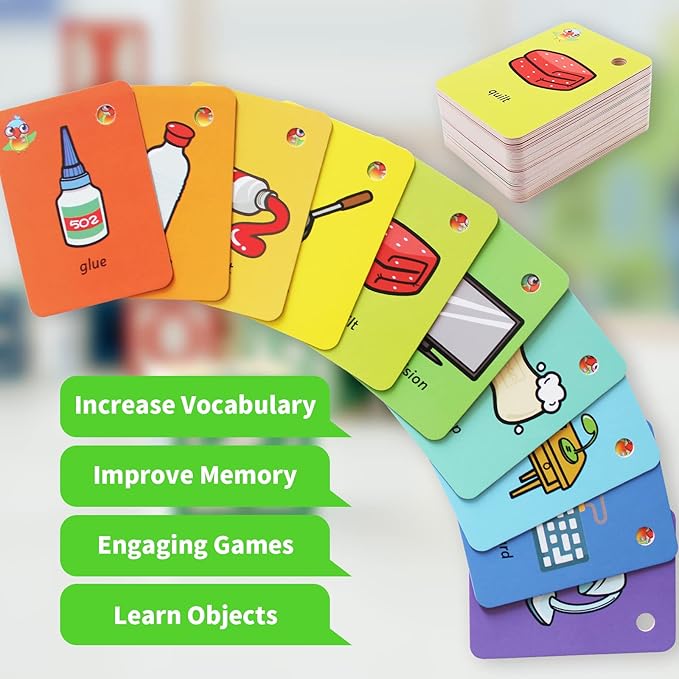 Preschool Toddler Flash Cards Sight Words with Pictures Learning Flash Cards for Kids Kindergarten 52 Pcs Articles of Daily Use with Ring(Articles of Daily Use)