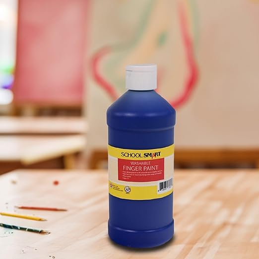 School Smart Washable Finger Paint, Blue, 1 Pint Bottle