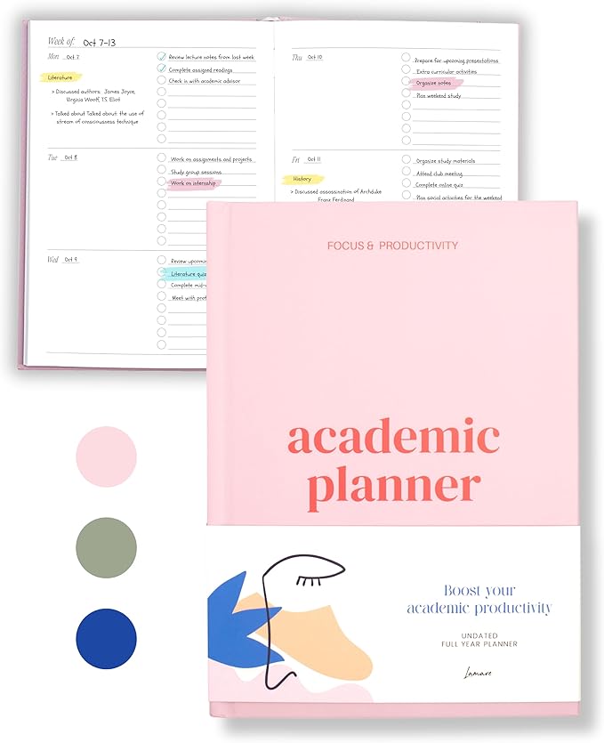 Lamare Academic Planner 2026-2027 – Undated Weekly College Student Planner for Homeschool, High School, College & Nursing Students