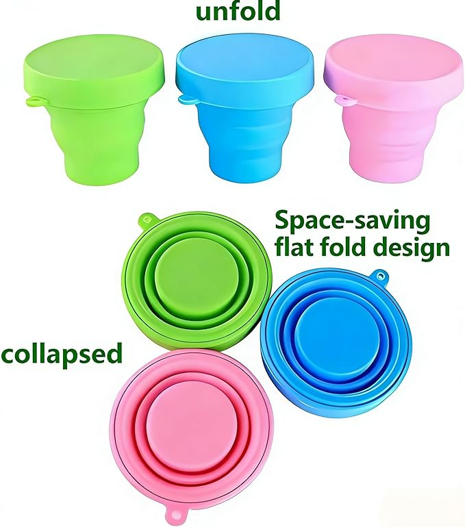 3-Pack Colorful Folding Silicone Cup Travel Cup Camping Cup