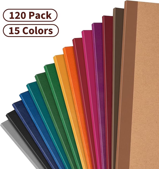 120 Pack Lined Notebook Journals Bulk,8.3”x 5.5”Kraft Cover Lined Notebooks