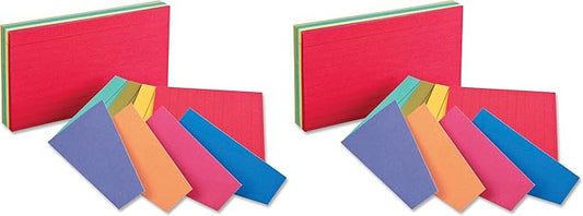 Oxford Extreme Index Cards, 3 x 5 Inches, Assorted Colors, 100 per pack (04736) (Pack of 2)