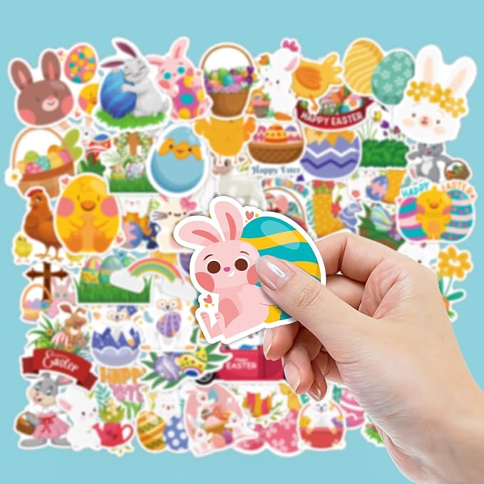 OHOME Easter Stickers | 120 PCS Egg Bunny Stickers for Kids -Easter Egg Stuffers - Vinyl Easter Games Crafts Activities Party Favors Basket Stuffers - Kids Gifts for Boys Girls