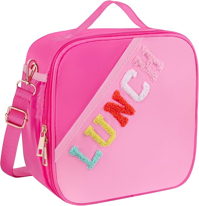 Nsrzua Lunch Bag Kids-Kids Insulated Lunch Bag with Adjustable Strap - Reusable Leakproof Lunch Box for Girls, Preppy School Lunch Tote for Travel, Picnic,School & Winter Camp