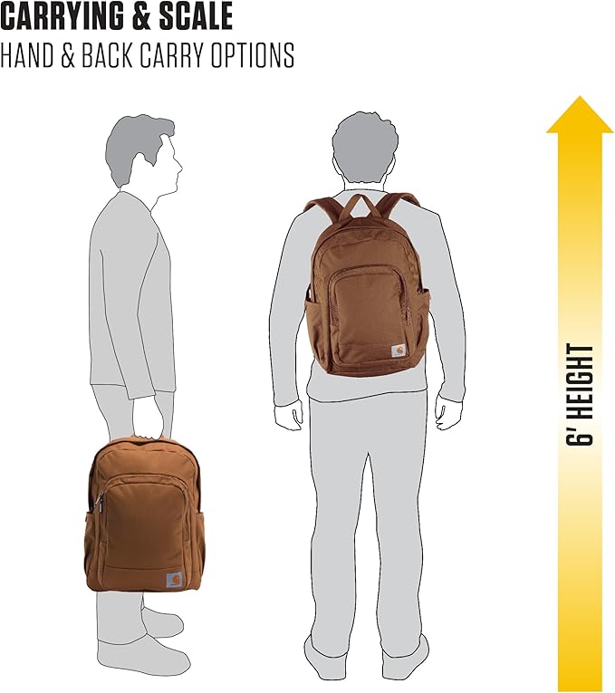Carhartt 25L Classic Laptop Backpack, Durable Water-Resistant Pack W/ 17" Laptop Sleeve and Multiple Organizational Compartments, Port
