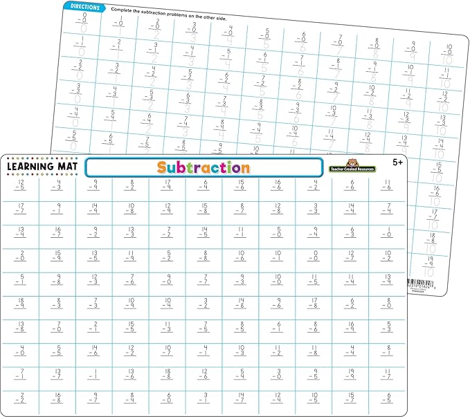 Teacher Created Resources Subtraction Learning Mat