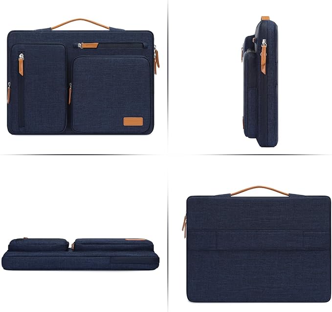 MOSISO 360 Protective Laptop Case 13 inch, 13 inch Laptop Sleeve Compatible with MacBook Air M4 M3 M2 M1 2025-2018/Pro M2 M1 2025-2016, Side Open Carrying Case with 4 Zipper Pockets&Handle, Navy Blue