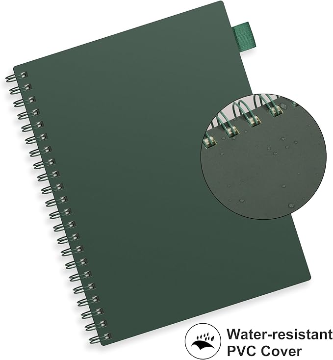 RETTACY Dotted Journal Notebook, 300 Pages, A4 Large Size (8.2'' × 11.2''), 100 GSM Thick Paper, Flexible Plastic Cover, Spiral-bound, for Journaling, Planning, Tracking (Deep Green)