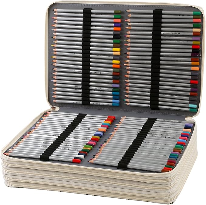 Portable Colored 480 Individual Slots Pencil case Organizer with Printing Pattern for Watercolor Pens or Markers, Pencil Case Organizer for Artist
