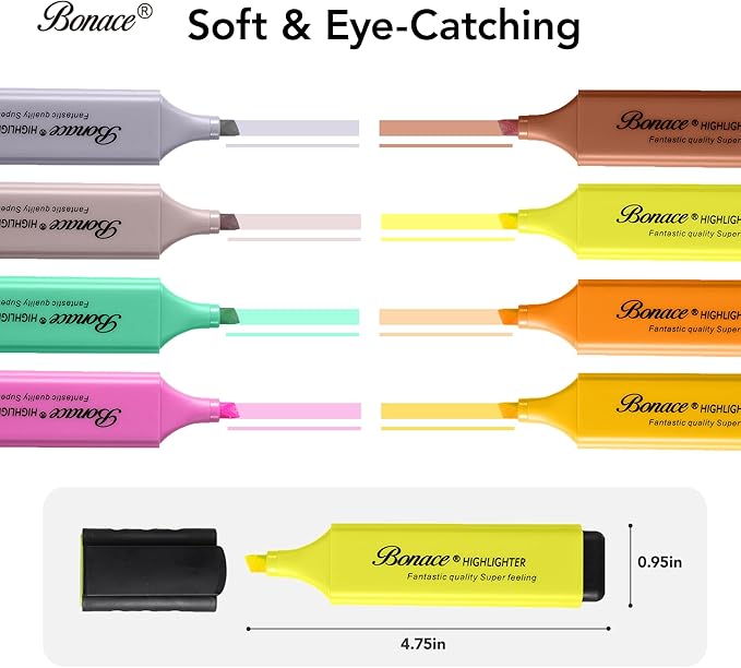 Morandi Mini Highlighters, 8 Assorted Colors, Chisel Tip, Water Based, Quick Dry, No Bleed, Non Toxic, Lightweight Markers with Pocket Clip for Office School Journaling