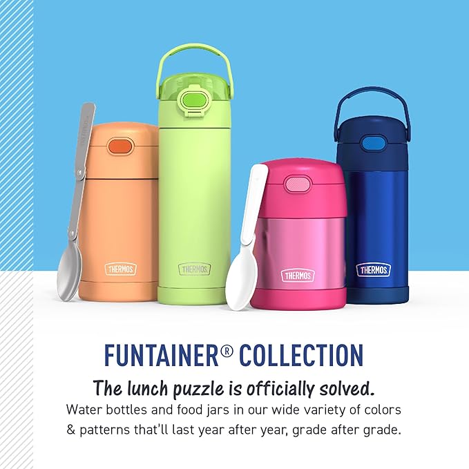 THERMOS FUNTAINER Insulated Food Jar, 10 Ounce, Kid Friendly Food Jar with Foldable Spoon, Moana
