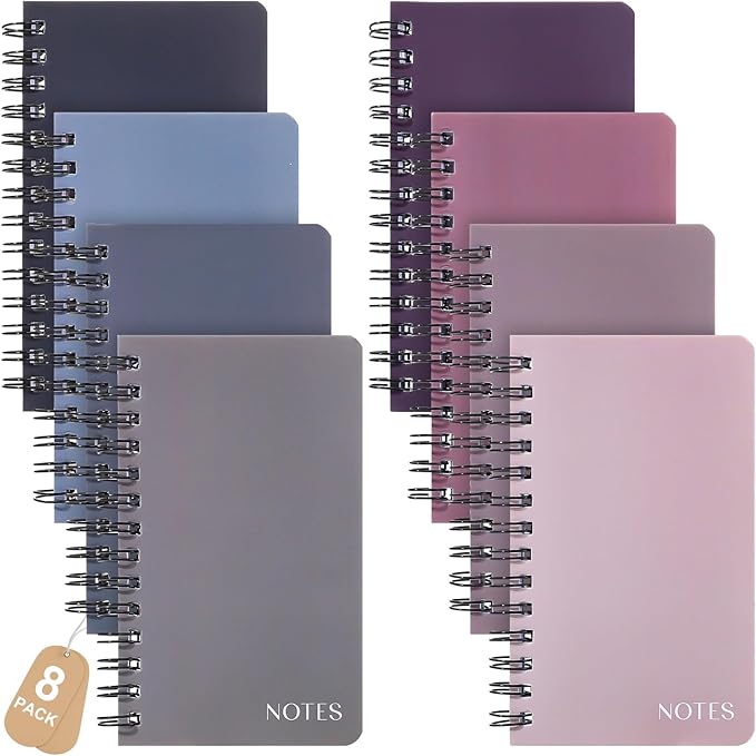 Thboxes 8 Pack Pocket Notebook, 3x5 Small Spiral Notebooks with 60 Sheets/120 Lined Pages Small Notebook Spiral Notepads Mini Note Pads Notebooks for School Office