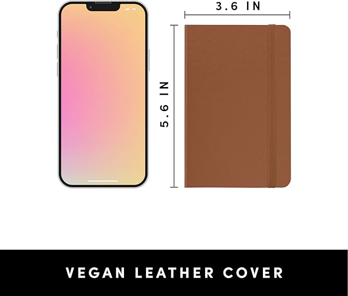 PAPERAGE Lined Pocket Journal Notebook, 1 Pack, (Cognac), 160 Pages, Small, 3.6 inches x 5.6 inches - 100 GSM Thick Paper, Hardcover