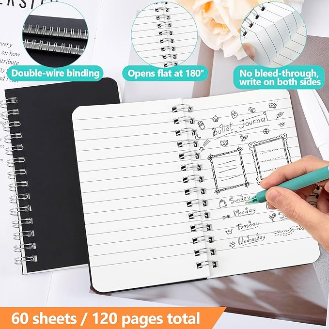 30 Pack Small Spiral Notebooks, 3x5 Inch Small Pocket Notebooks Bulk, Memo Pads with Lined Pages, Mini Spiral Notepads for Writing Drawing Home Office Travel(60 Sheets/120 Pages)