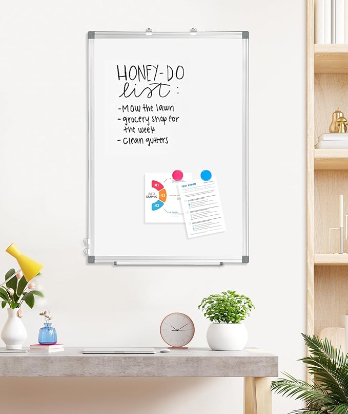 3 Pack Double-Sided Magnetic Whiteboard, 36" x 24" Dry Erase Board, Aluminum Frame White Board for Wall, Hanging Mounting White Board Dry Erase Marker Board for Office, School, Home