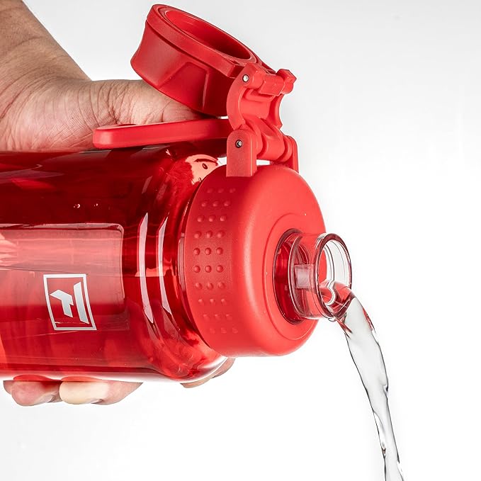 Fanhaw 32 oz Clear BPA-Free Tritan Water Bottle with Fast-Flow Spout Lid, Leakproof Wide-Mouth Reusable Bottle for Gym, School & Office (Red)