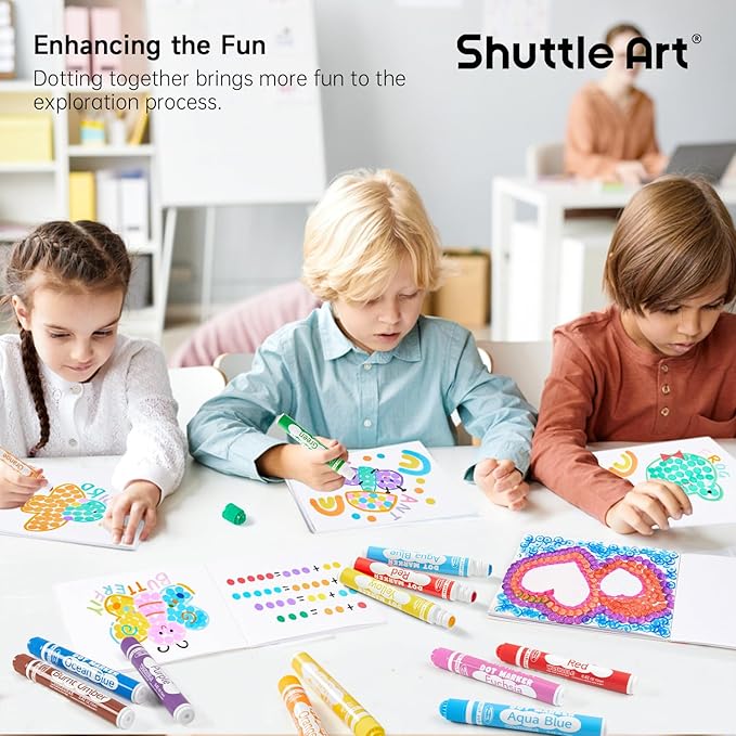 Shuttle Art 100 Pack Dot Markers, 10 Colors x 10 Sets Washable Bingo Daubers, Fun Art Supplies for Kids and Preschoolers, Non Toxic Water-Based