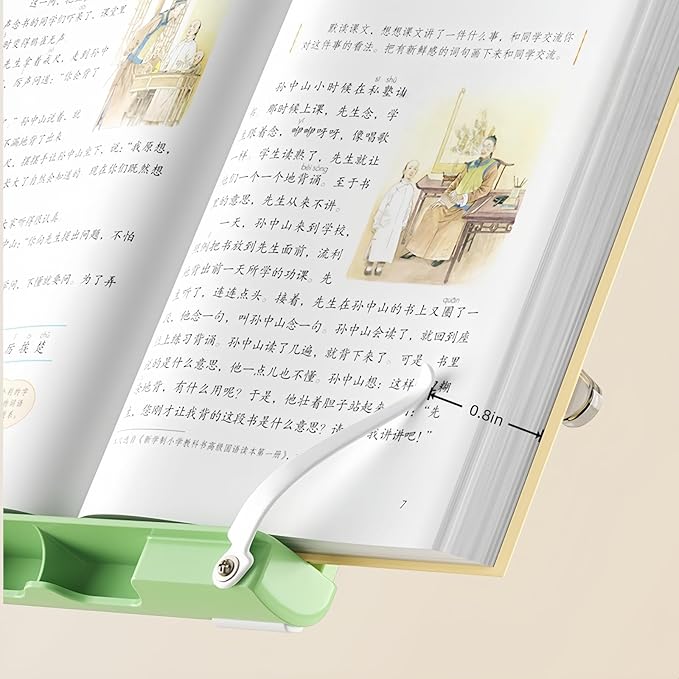 Travel Mini Book Holders for Reading Hands Free - Portable and Adjustable Book Stand for Reading, Two-in-one (Ideal for Light Books & Tablets – Not for Heavy Hardcovers | Green)