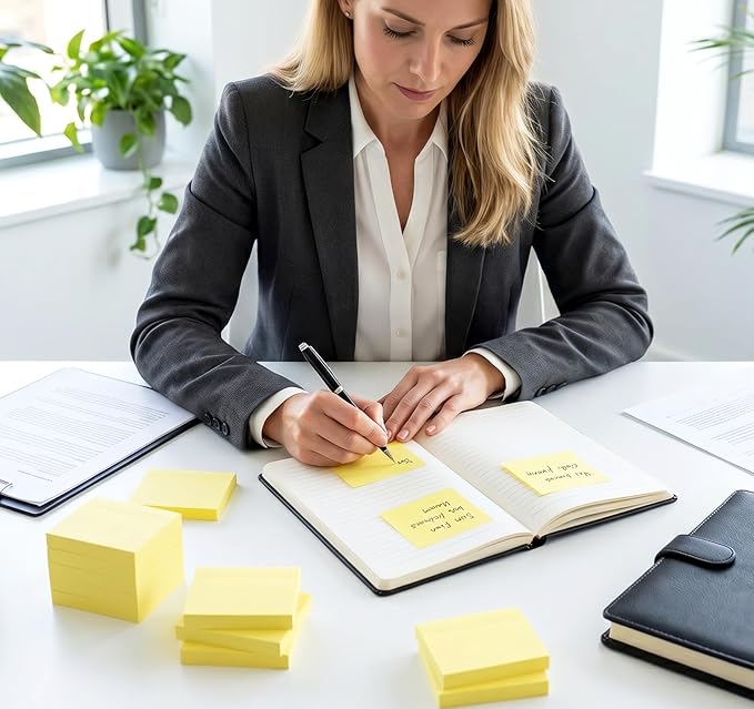 (24 Pack) Sticky Notes Yellow- 2 x 1.5 in, 2400 Sheets Small Notes Pads Self-Adhesive Notes, Self-Stick Pads for Office Supply, School, Family Organizer Pads,Corporate Bulk