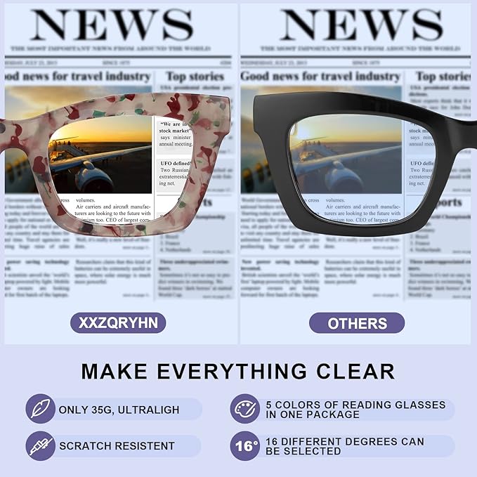 Reading Glasses for Women-5 Pack Blue Light Blocking Square Fashion Readers with Spring Hinge Computer Eyeglasses(Mix2, 2.50x)