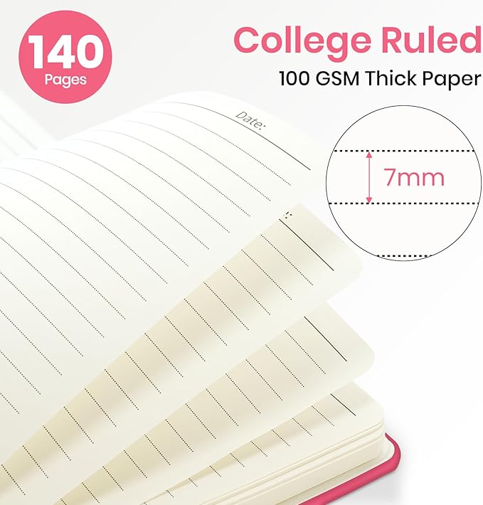 ZOTIA Lined Spiral Journal Notebook for Women, A5 College Ruled Journals for Writing, Hardcover Notebooks for Work, Note taking and Office School Supplies,140 Pages - Peach Pink
