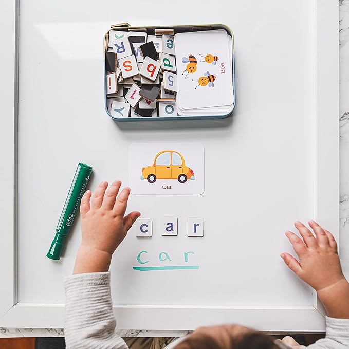 Loddie Doddie Magnetic Dry Erase Board - 24 x 36 in, White Frame - Wall-Mount Whiteboard for Office & Home - Stain-Resistant Magnetic Whiteboard for Wall - Built-in Tray on Marker Board