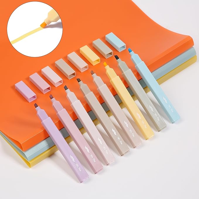 Mr. Pen- Aesthetic Highlighters No Bleed, 8 Pack, Neutral Colors, Chisel Tip, Cute Highlighters Assorted Colors for Journaling, Highlighting, Underlining, Fast Dry, Back to School Supplies
