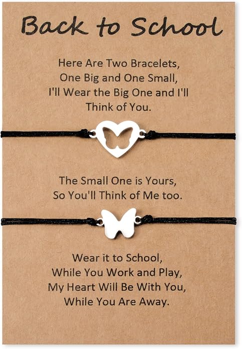 Back to School Gifts Mommy and Me Bracelet First Day of School Matching Wish Bracelets Set for Mother Daughter Son Women Teen Girls Boys Jewelry Gift