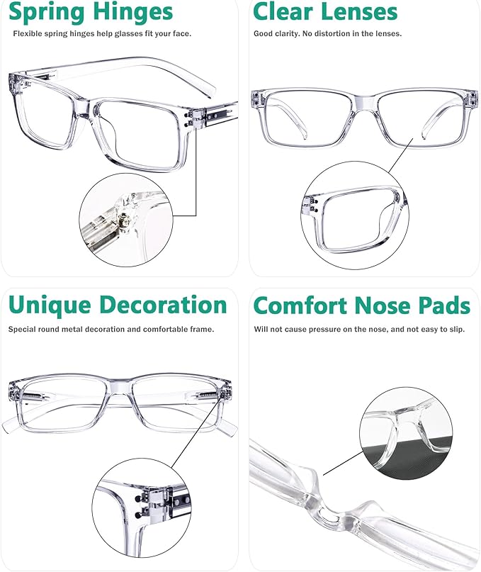 Eyekepper 2 Pairs Blue Light Blocking Reading Glasses for Men Women - UV Protection Spring Hinge Computer Readers