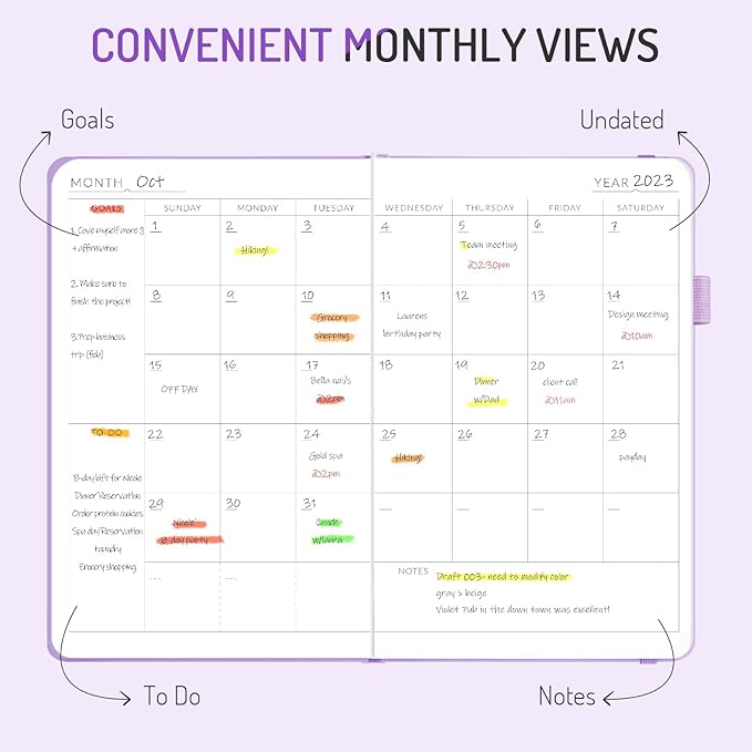 Undated Weekly Planner for 2026, Forvencer Simplified Daily & Weekly & Monthly Calendar Planner, Cute Daily Organizer Notebook, Agenda Journal to Track Goals & Tasks, Start Anytime, A5 Size, Sky Blue