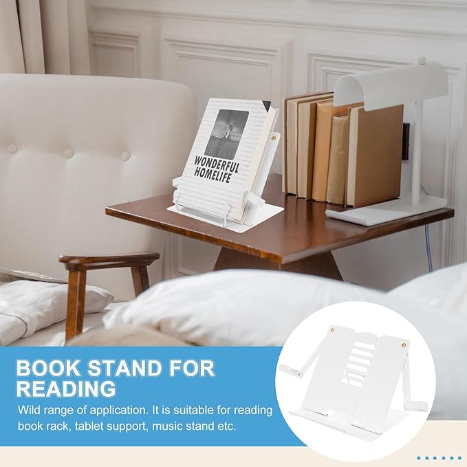Multipurpose Tablet and Book Stand Holder, Desktop Reading Rack with Anti-Glare Design, Blue-White Portable Textbook and Kitchen Recipe Holder for Home and Office Use