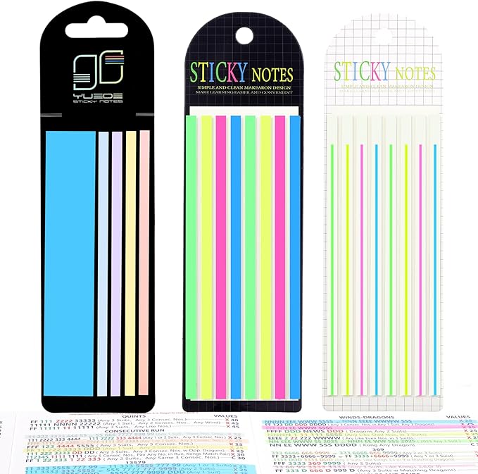 420 Pcs Mahjong Line Finder Reader Notes, Highlighter Tape Stripe, Transparent Sticky Mahjong Cards Rule Reader, Mahjong Accessories for Player, Beginner, No Adhesive Residue & Reusable (Blue)