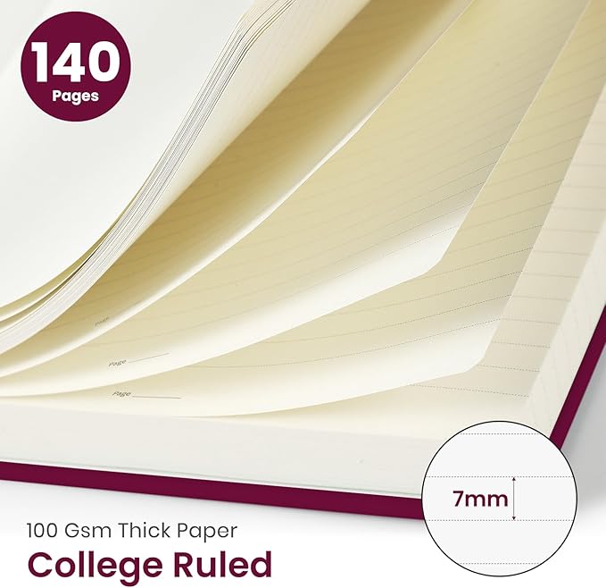 Taja Lined Spiral Journal Notebook for Women & Men, 140 Pages, College Ruled Hardcover Notebook for Work & Note Taking, Journals for Writing, A5(5.7" x 7.9") – Crabberry Red