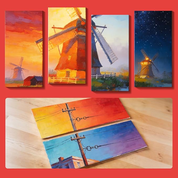 Large Canvas Panels 12 Pack 10.23x20.3 Inch – 8 oz Triple Primed 100% Cotton Flat Canvas Boards for Painting, Acid-Free White Art Surfaces for Oil, Acrylic & Mixed Media