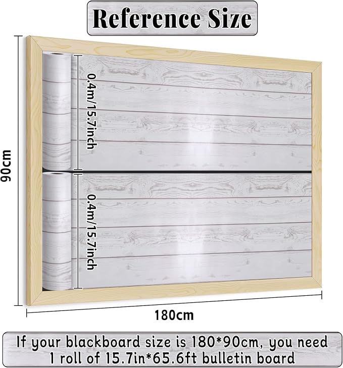 White Wood Bulletin Board Roll Non-Woven Fabric Poster 15.7"×65.6ft