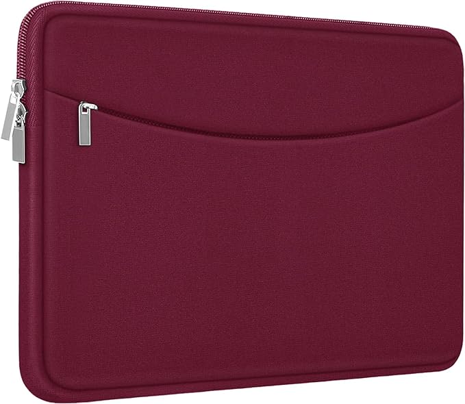 Laptop Sleeve 14 inch, Shockproof Protective Laptop Cover Briefcase Carrying Computer Bag with Accessory Pocket Portable Computer Sleeve for 14" MacBook, HP, Dell, Lenovo, Acer, Wine Red