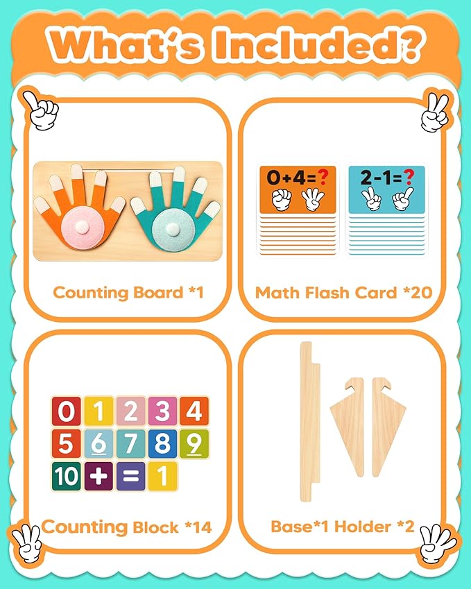 Montessori Educational Learning Toys for 3 4 5 Year Old Boys Girls Birthday Gifts, Toddler Preschool Learning Activities, Number Counting Blocks Toys for Kids, Math Manipulatives Counting Toy for 3-5