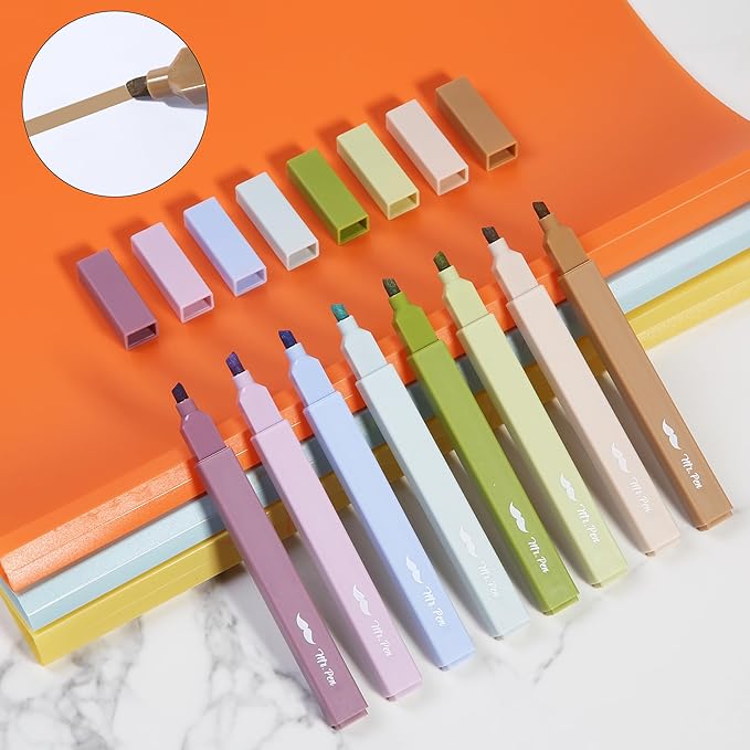 Mr. Pen- Aesthetic Highlighters No Bleed, 8 Pack, Verdant Earth, Chisel Tip, Cute Highlighters Assorted Colors for Journaling, Highlighting, Underlining, Fast Dry, Back to School Supplies