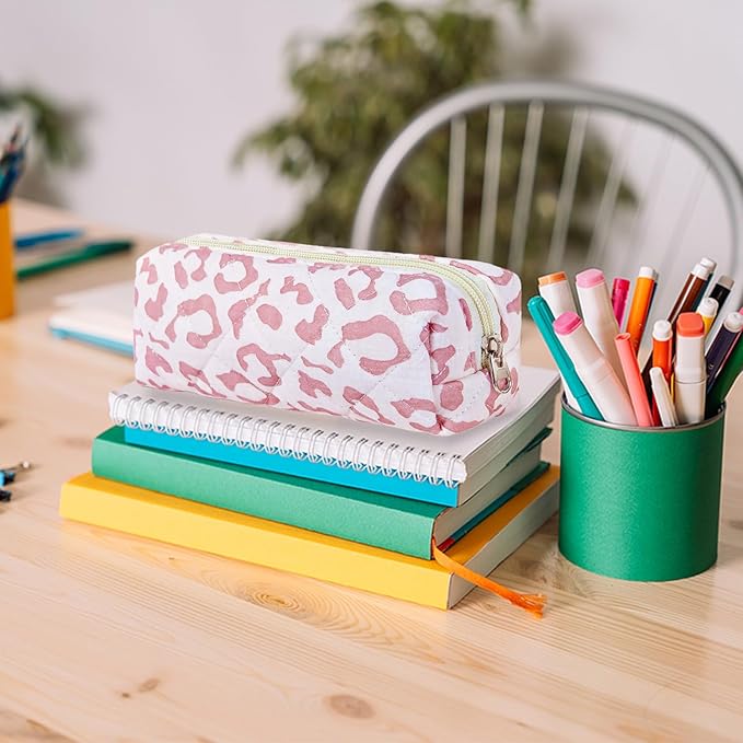 Pencil Pouch Cute Pencil Case Office Storage Bag Holder Box Organizer Aesthetic Bow Flower Pattern Makeup Pouch Cosmetic Bag for Women Girls