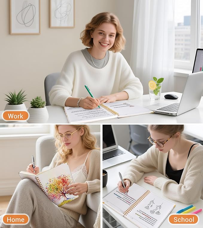 Lined Spiral Notebook Journal for Women, 150 Pages Cute Notebooks 5.75” x 8.38”, A5 Hardcover Spiral Journals with 100 GSM Thick Paper, College Ruled Notebook for Writing Work School, Colorful Tree of Life