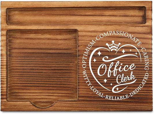 THRXOBN Desk Organizer for Office Clerks & Administrative Professionals - Natural Wood with Slots for Notes, Pens, and Small Office Supplies – Practical & Stylish Workspace Solution,WSH33