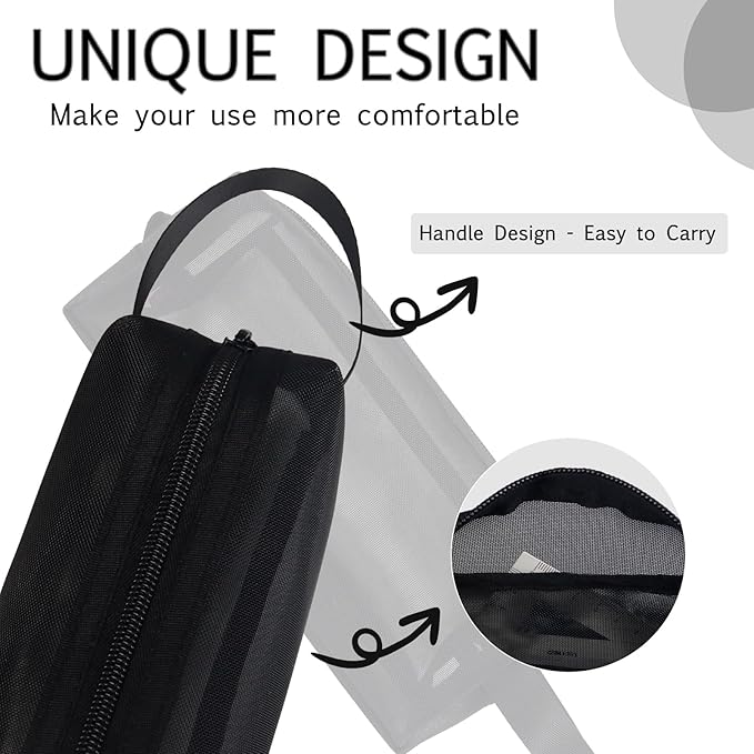 Fmeida Mesh Pencil Case Large Capacity Pencil Bag with Handle Pencil Cases Zipper Portable Pencil Storage Pouch Bag Pen Holder Minimalist Stationery Organizer